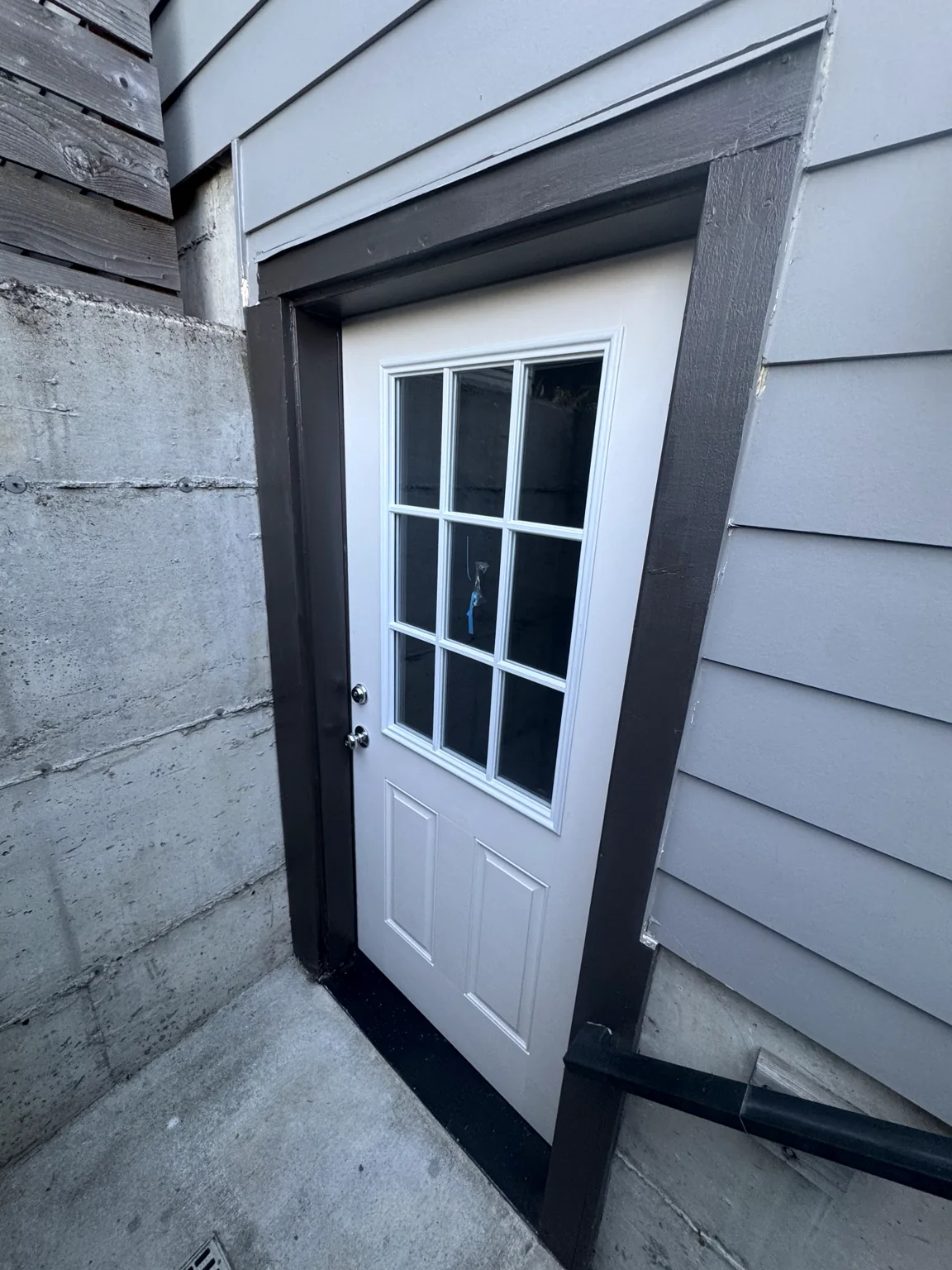 Completed exterior door and trim installation