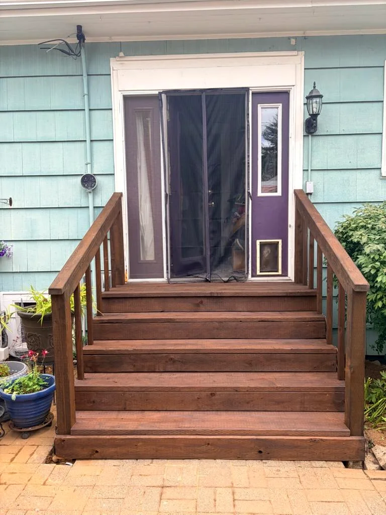 Completed exterior wood stair project