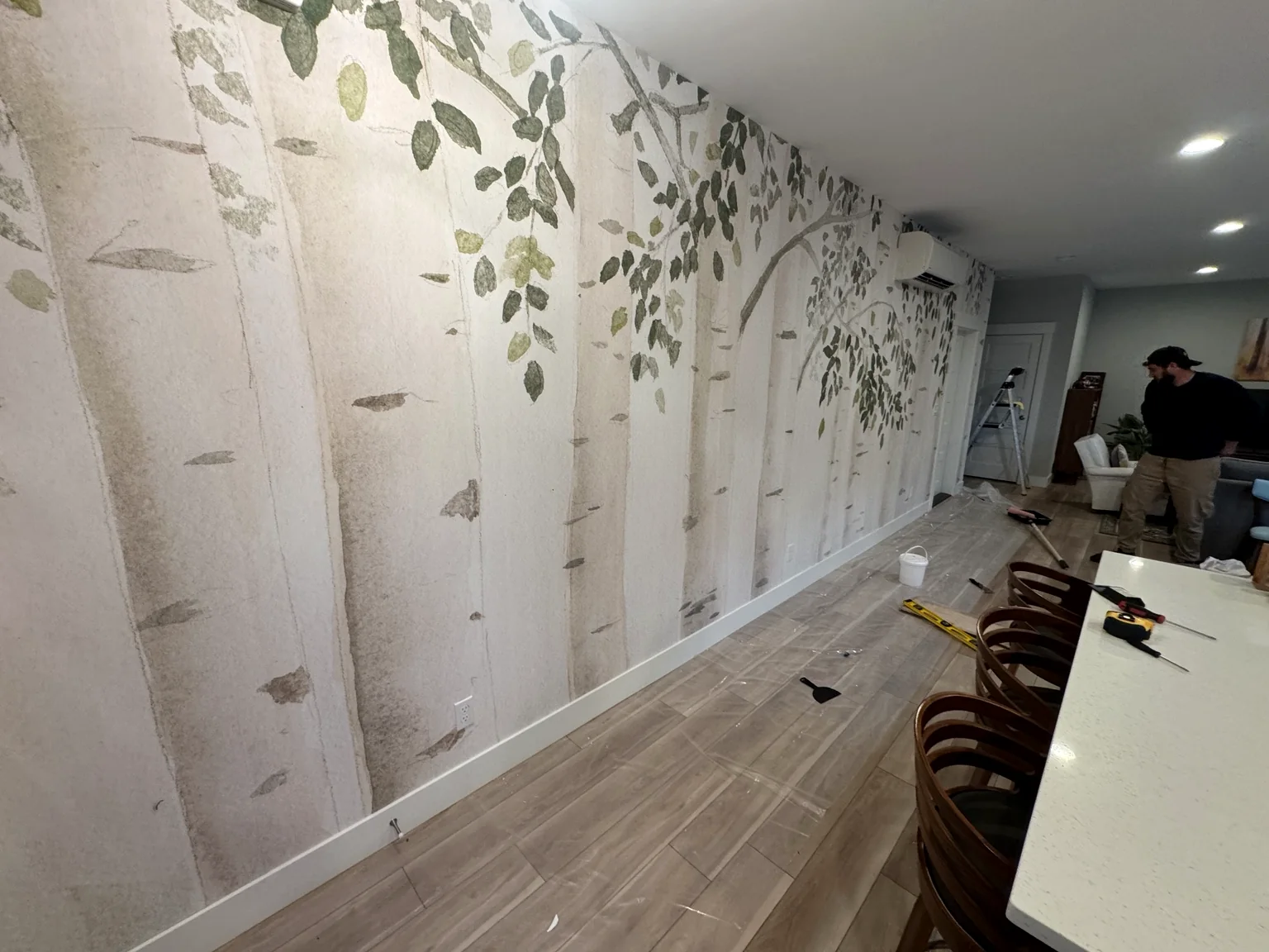 Completed decorative feature wall installation